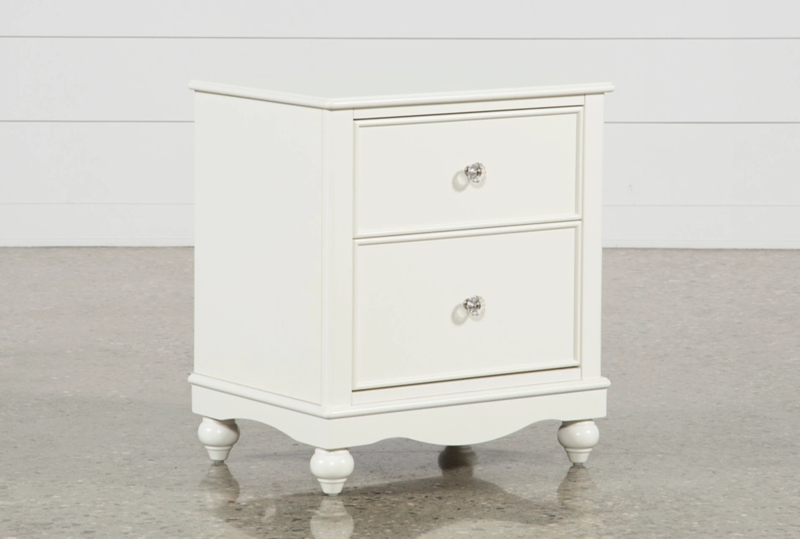 Transitional Nightstand Silver Horizontal Pulls Block Feet Decor