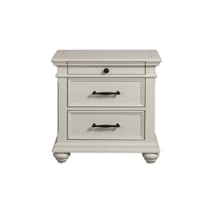 Transitional Nightstand with Gold Hardware and Bracket Feet