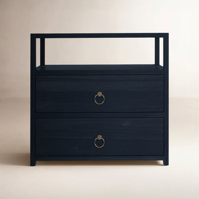 Transitional Nightstand with Silver Bar Pulls & Dark Brown Finish