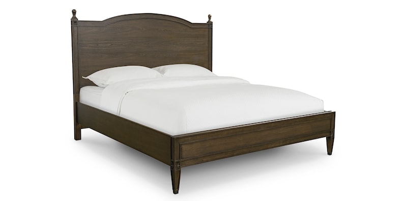 Transitional Panel Bed Styling with Recessed Panels and Dark Wood