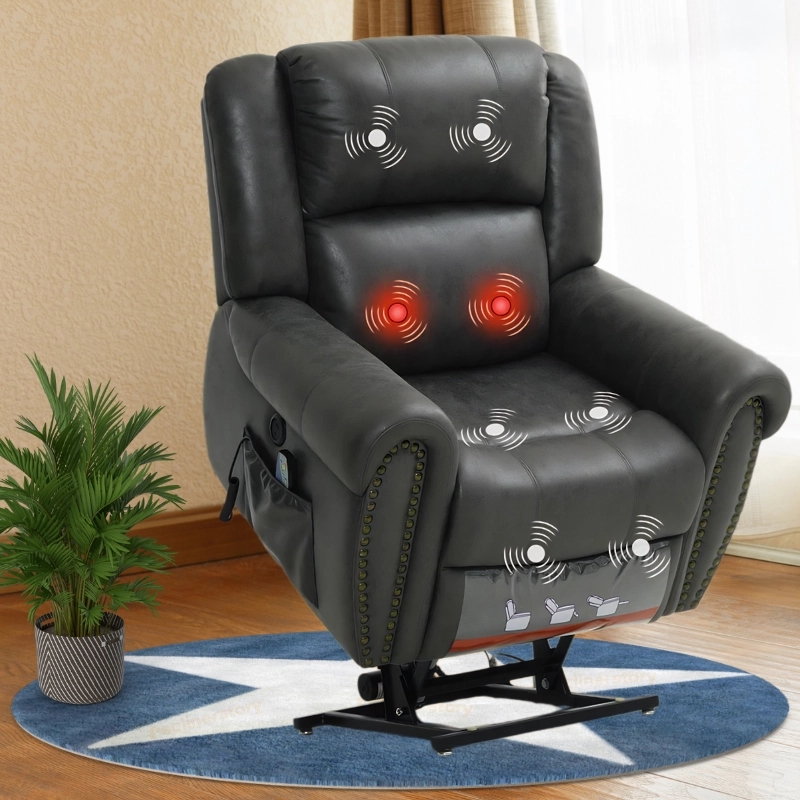 Transitional Recliner Chair Upholstered Fabric With Nailhead Trim