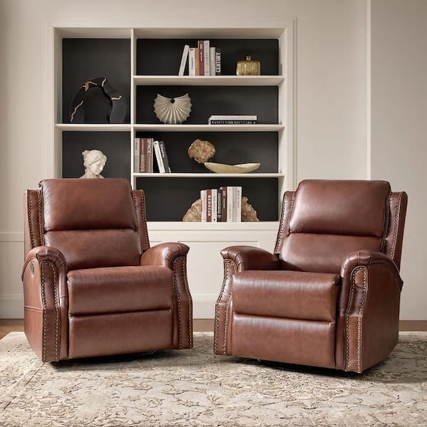 Transitional Recliner Set with Side Pockets & Tapered Legs