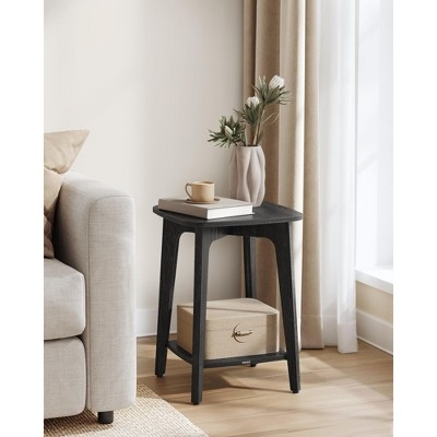 Transitional Side Table with Tapered Legs & Lower Shelf
