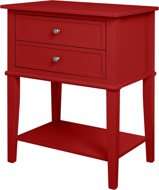 Transitional Square End Table featuring Tapered Legs and Drawer Storage