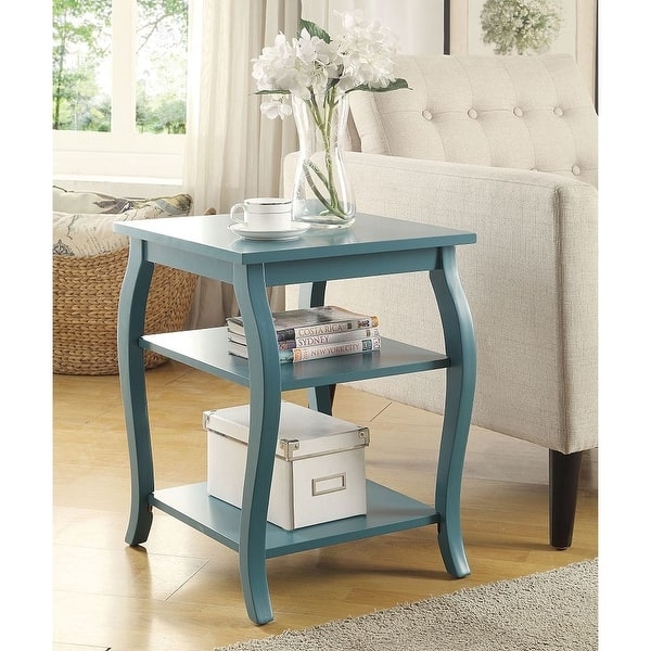 Transitional Square Side Table with Open Shelf Storage