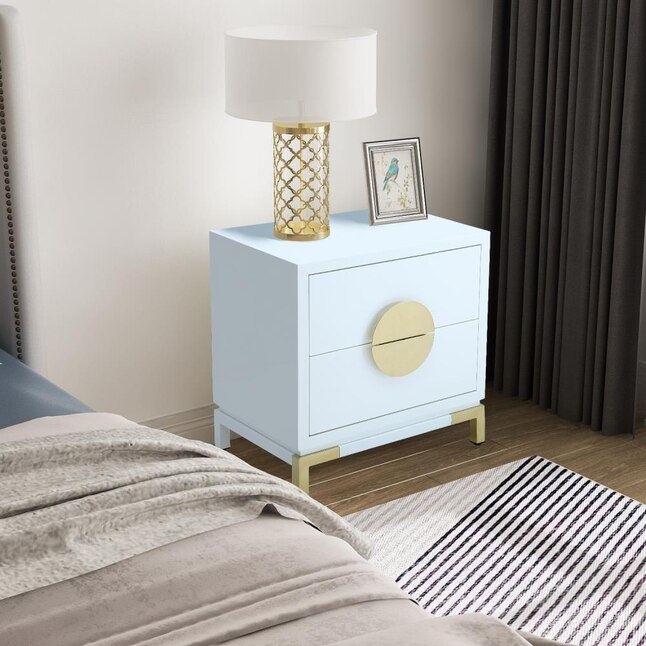 Transitional White Nightstand with Pull-Out Tray Feature