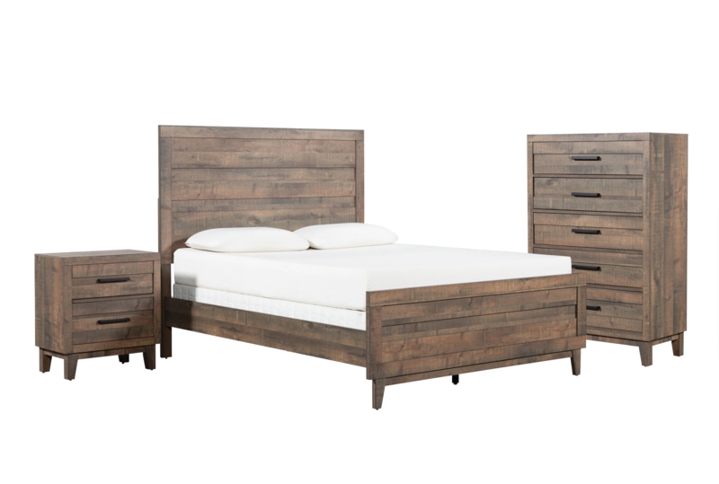 Transitional Wood Bedroom Set with Panel Bed and Bun Feet