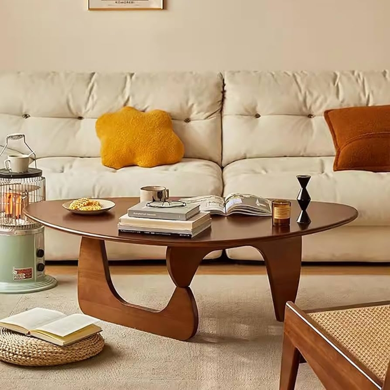 Triangular Coffee Table Tapered Legs Walnut Mid-Century Modern