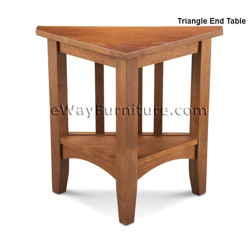 Triangular End Table with Glass Top and Sculptural Wood Base