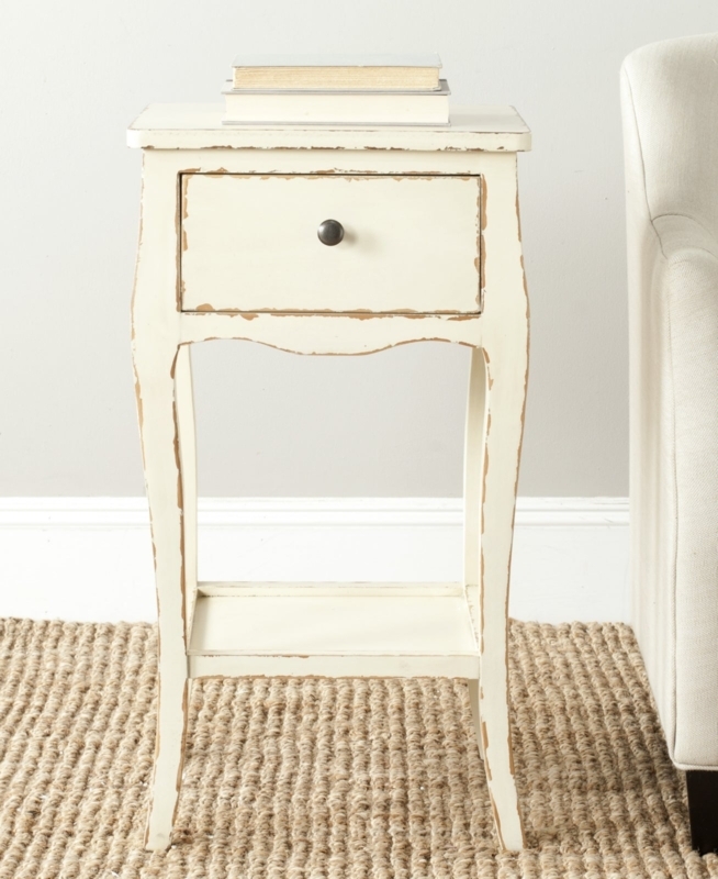 Tripod End Table with Tapered Legs and Storage Drawer