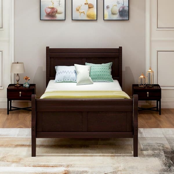 Twin Size Wood Platform Bed in Classic Mission Style Design