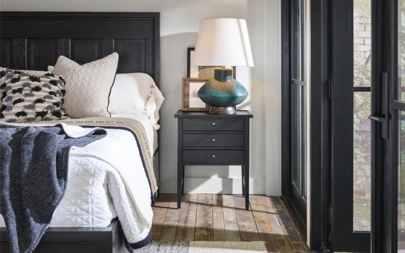 Two-Drawer Nightstand with Horizontal Pull, Clean Aesthetic