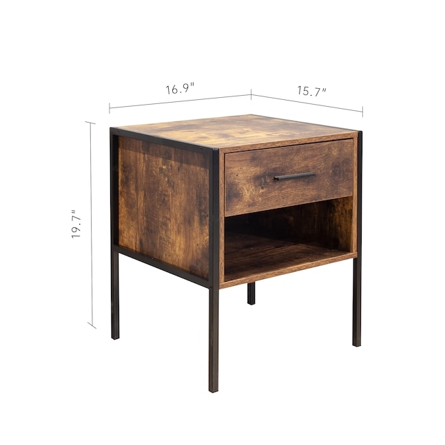 Two-Tier Industrial Nightstand Set with Mesh Side Panels
