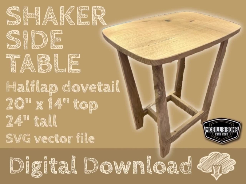 Two-Tier Side Table, Tapered Legs, Shaker Style Minimalist Wood