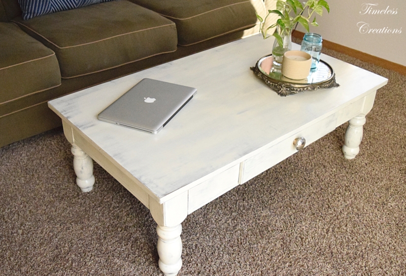 Two-Tone Farmhouse Coffee Table with Turned Legs and Lower Shelf
