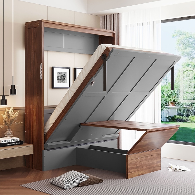 Two-Tone Murphy Bed with Integrated Desk