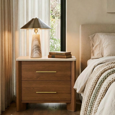 Two Tone Nightstand Charcoal Frame Splayed Legs Scandinavian Style