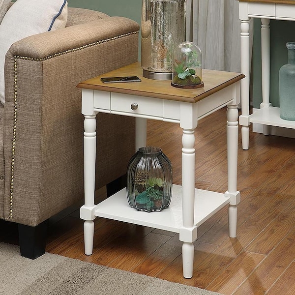Two-Tone Square End Table with Weathered Wood Top