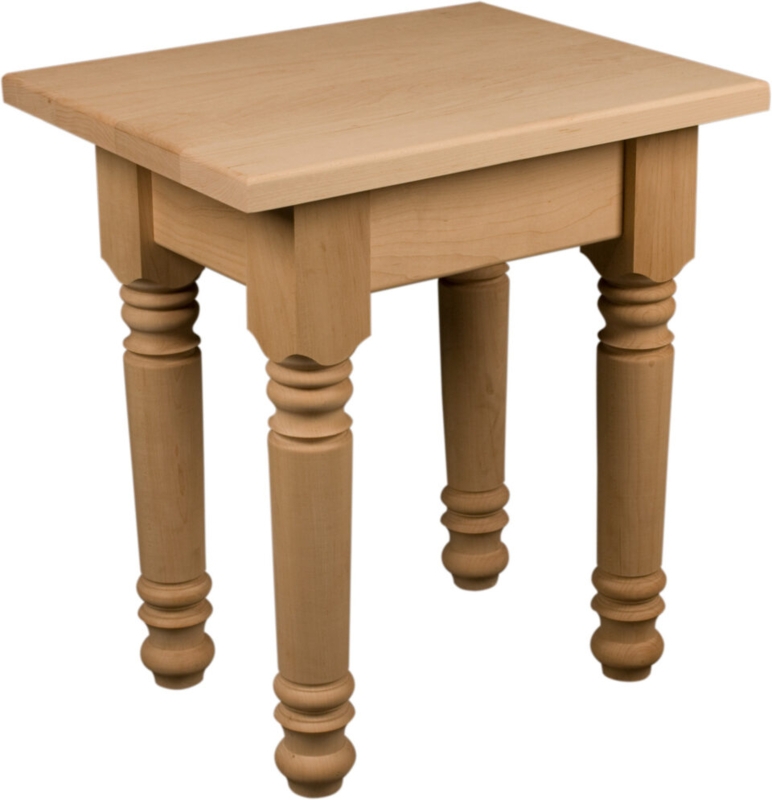 Unfinished Wood End Table Turned Legs Farmhouse Square Top