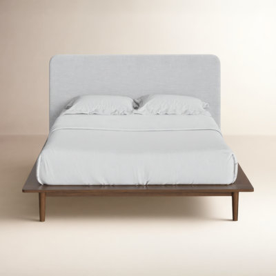 Upholstered Bed Light Gray Button Tufted Tapered Legs Tall Clearance