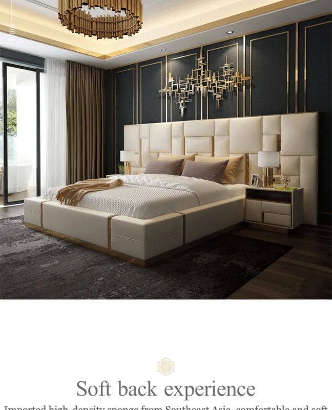 Upholstered Bed Oversized Wingback Integrated Backlighting