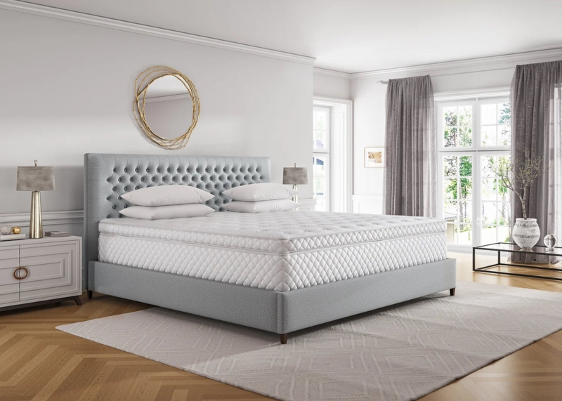 Upholstered Bed Taupe Woven Fabric Wingback Headboard Tapered Legs