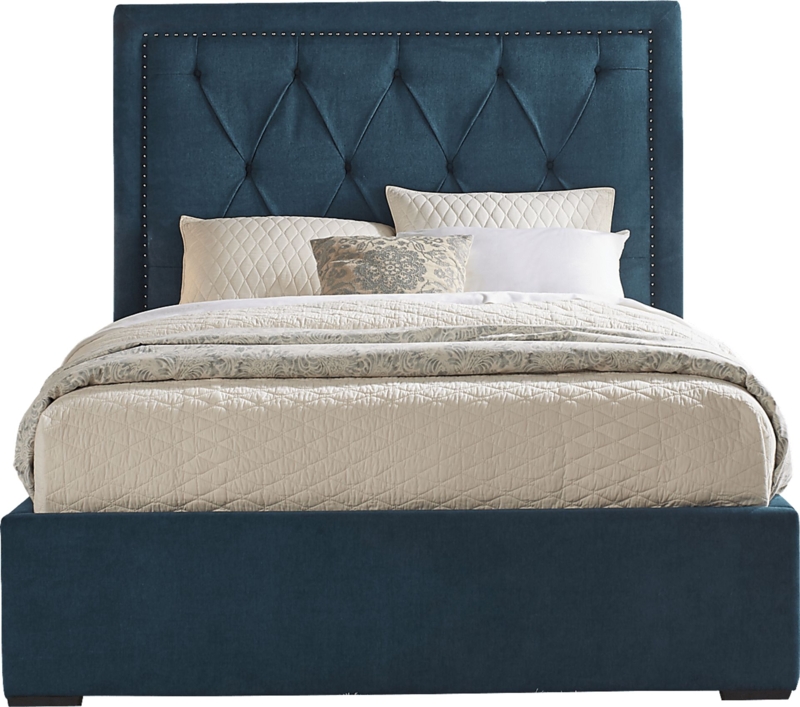 Upholstered Bed Velvet Diamond Tufted Headboard Transitional Style
