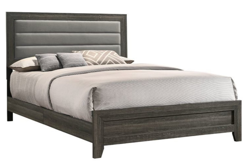 Upholstered Bed Vertical Channel Tufting Low Profile Minimalist