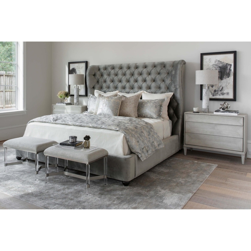 Upholstered Bed Wingback Silhouette Vertical Channel Tufting Tailored