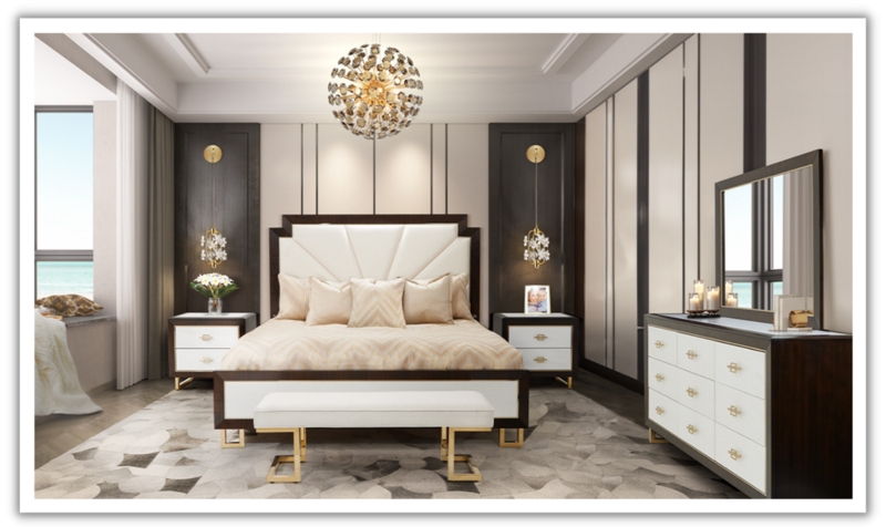 Upholstered Bed with Channeled Headboard and Espresso Finish