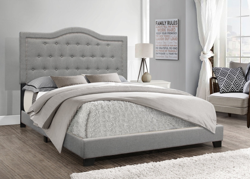 Upholstered Bed with Tall Headboard and Vertical Channel Tufting