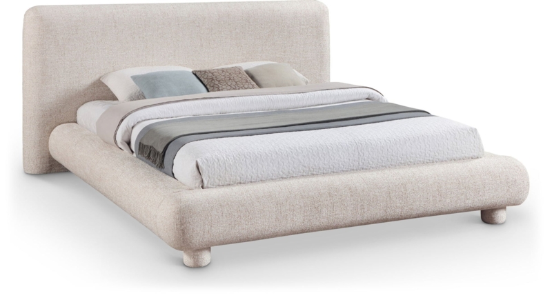 Upholstered Bed with Tapered Wood Legs and Low Profile Frame