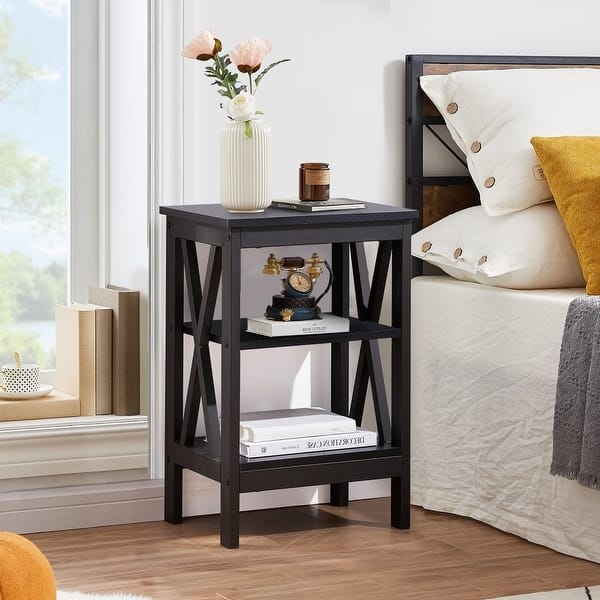 Urban X-Shape Frame 3-Tier Nightstand Shelf