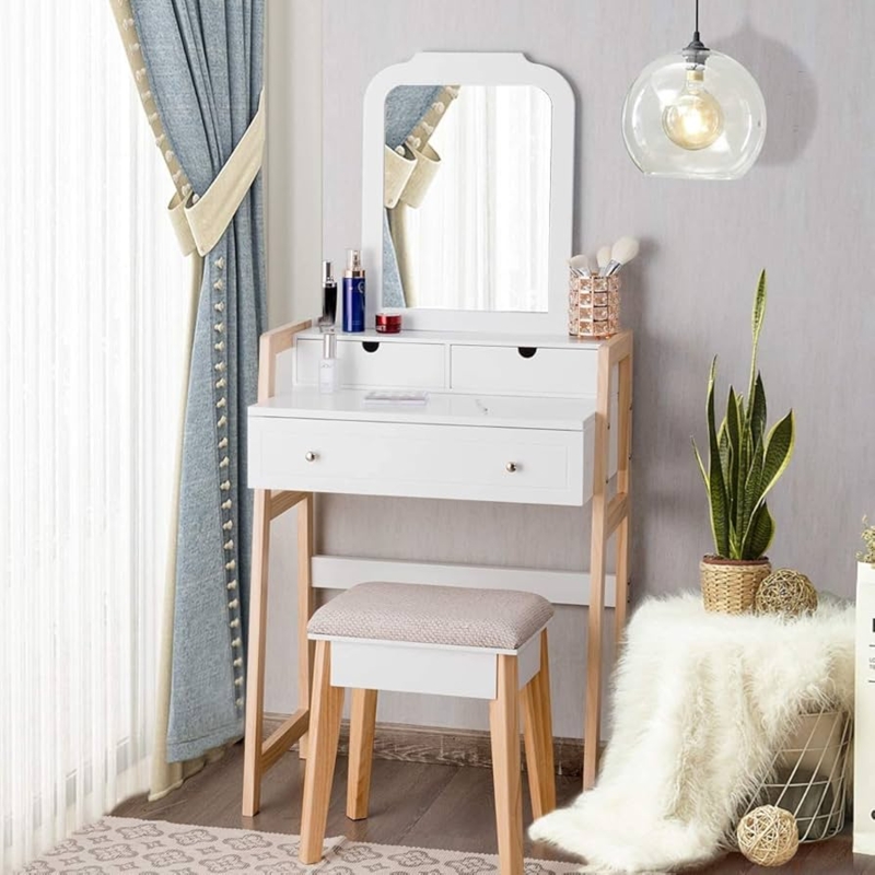 Vanity Desk with Flip-Top Mirror, Compact Form & White Flip Top Dressing Table