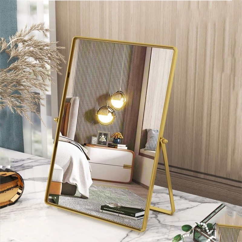 Vanity Mirror with Adjustable Metal Stand, Minimalist Desktop Setup