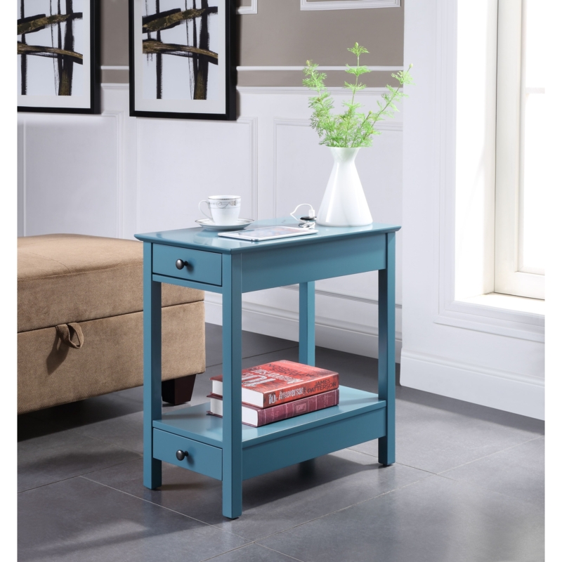 Versatile Side Table featuring Two Drawers and Open Shelf