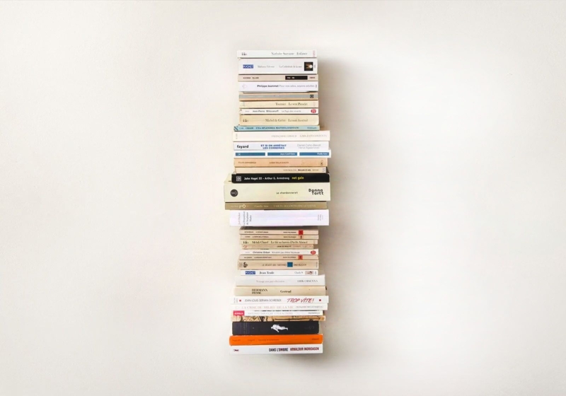 Vertical Bookshelf Floating Wall Mount White Metal Slim Profile