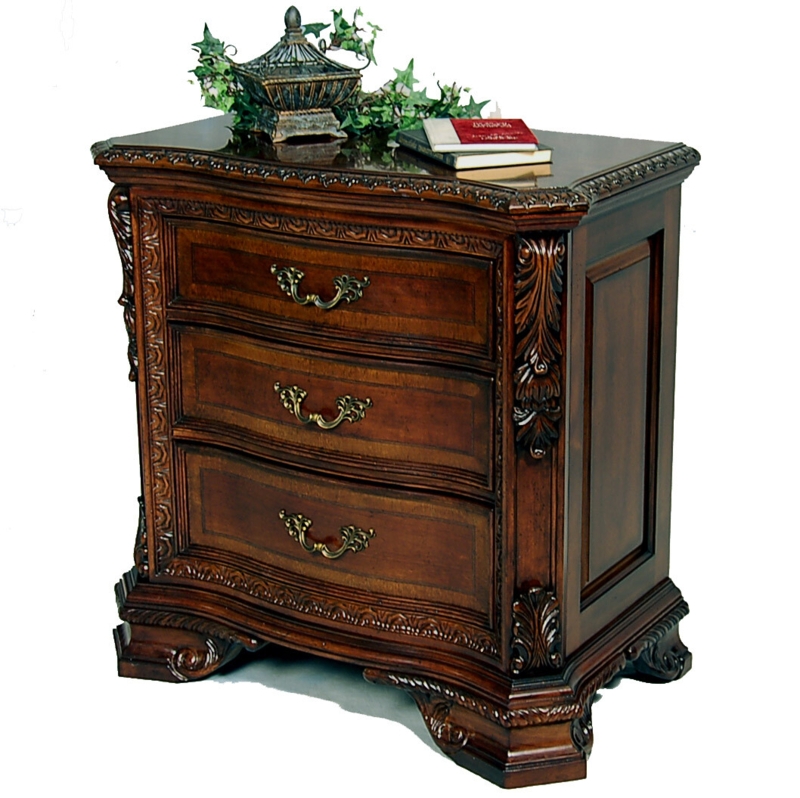 Victorian Cherry Nightstand with Serpentine Front and Brass Bail Pulls