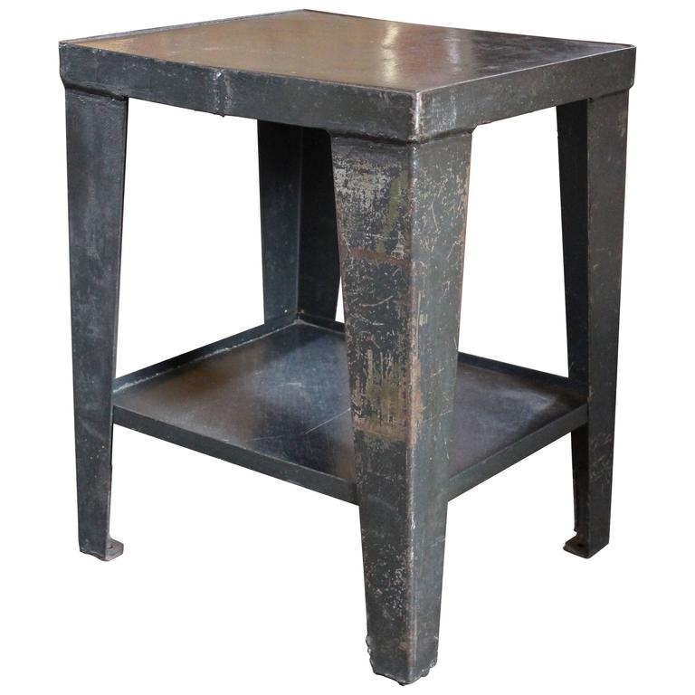 Vintage Industrial Rustic Steel and Metal End-Side Table-Stand with Shelf  at 1stDibs | industrial metal side table, rustic metal side table,  industrial metal end table