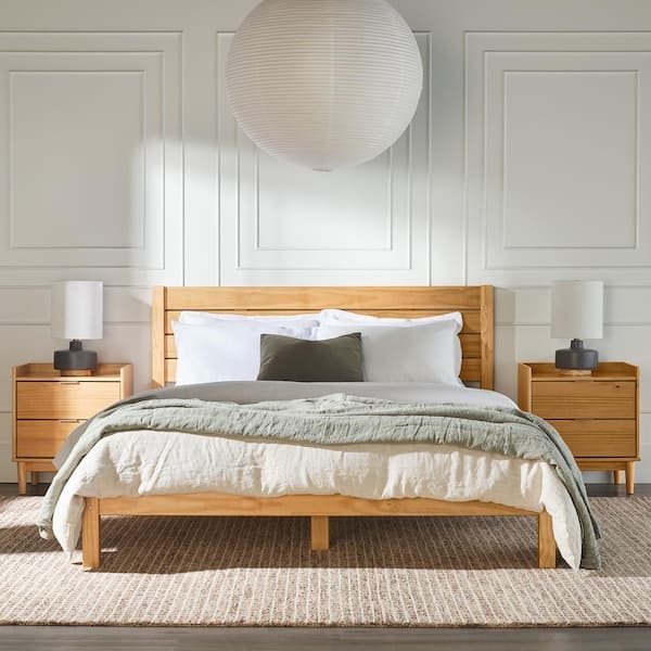 Walker Edison Furniture Company Minimalist Beige Wood Frame Queen Platform  Bed HD9834 - The Home Depot