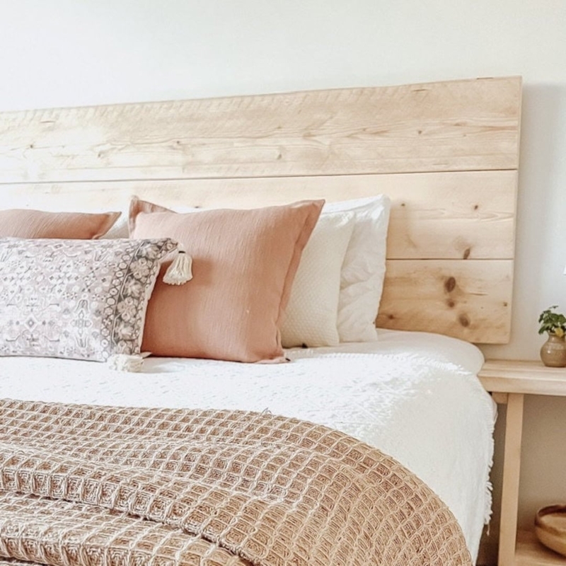 Wall Mounted Headboard, Multi-Toned Planks, Farmhouse Style