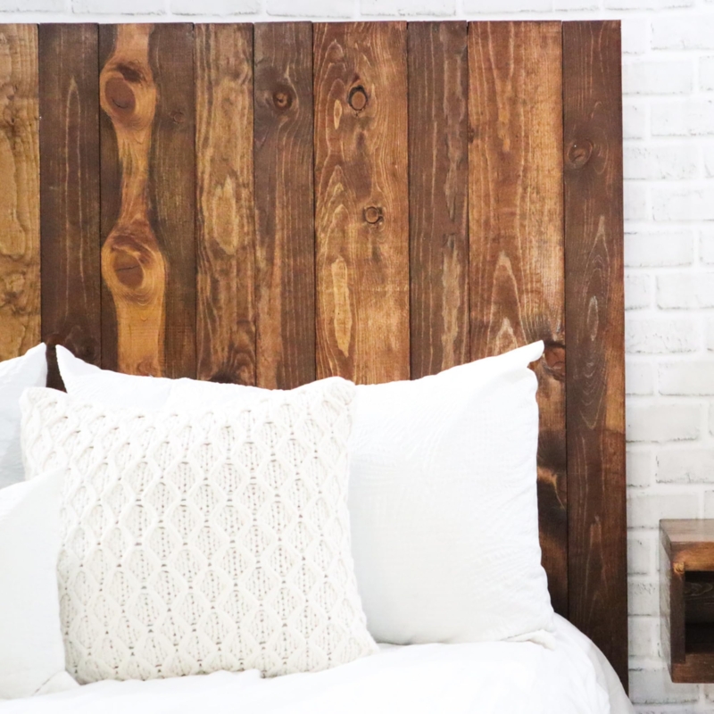 Wall Mounted Panel Headboard, Rustic Modern Wood Design