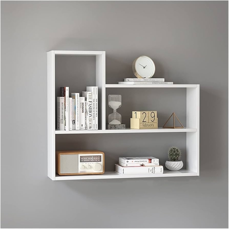 Wall Shelf Light Brown Wood Vertical Cubby Layout Modular Minimalist