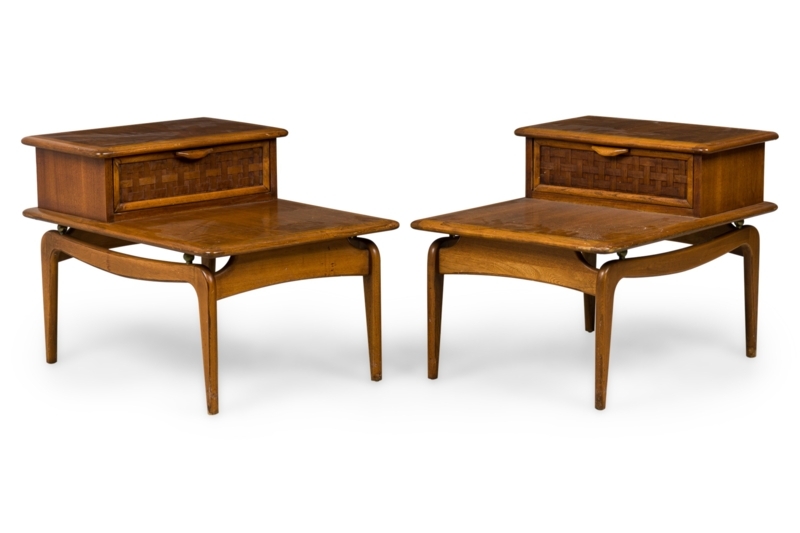 Walnut End Table Dovetail Joinery Two Tier Mid Century Modern
