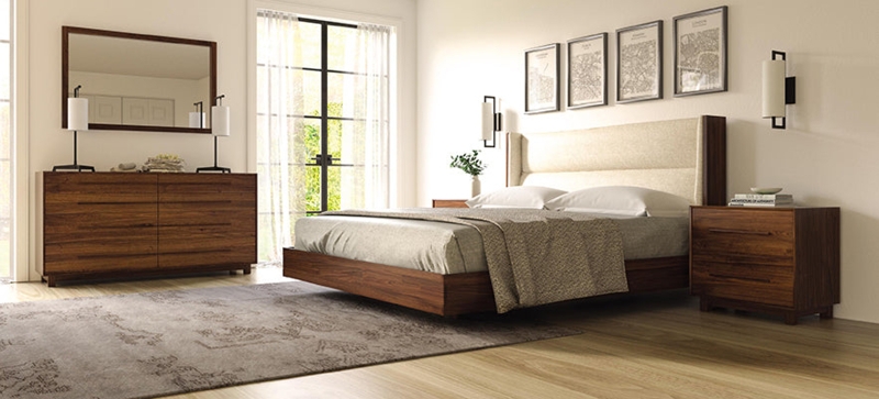Walnut Nightstand featuring Splayed Tapered Legs and Rounded Corners