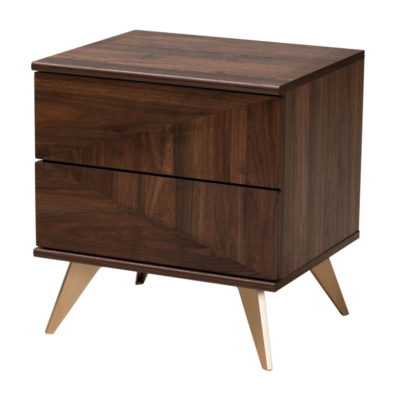 Walnut Nightstand with Splayed Legs featuring Mid-Century Styling