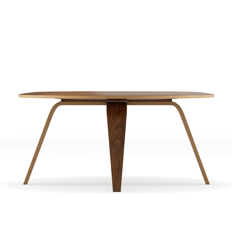 Walnut Round Coffee Table with Slender Tapered Legs for Minimalist Living