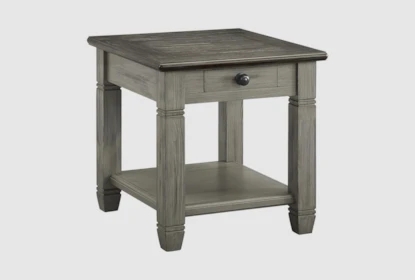 Warm Wood End Table, Single Drawer, Open Shelf, Wood Grain Finish