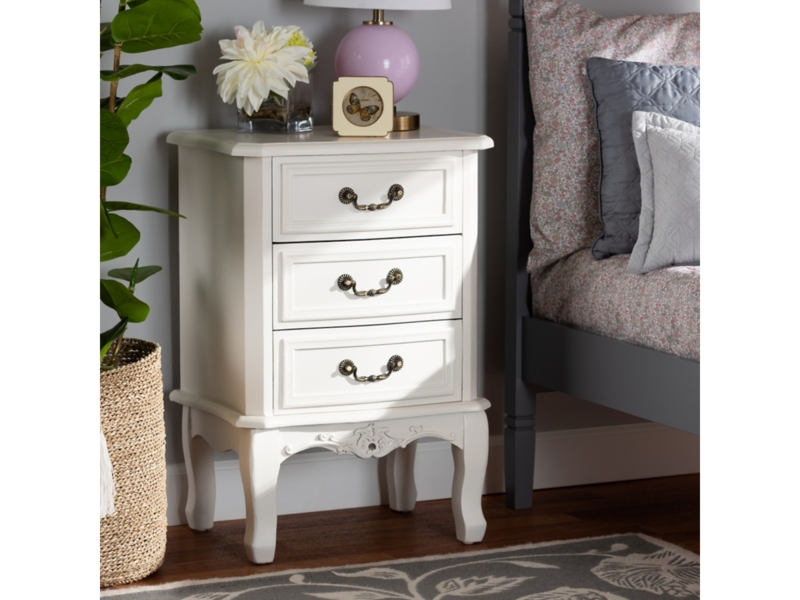 Weathered Grey 3-Drawer Nightstand with Mixed Hardware
