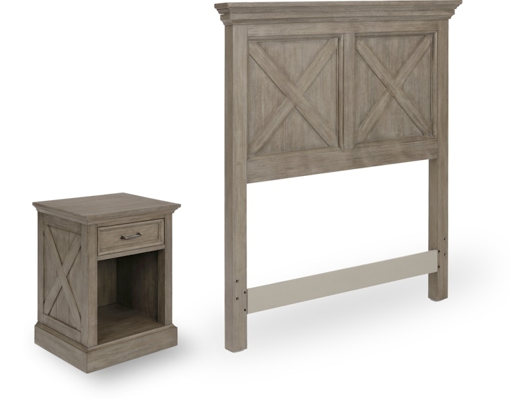 Weathered Grey Twin Bedroom Set Recessed Panels Three Drawers Nightstand